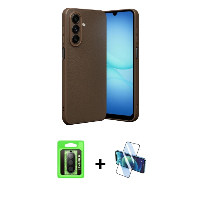 MARSİLYAN™- Galaxy A17 5G Kılıf Nova Işık - Siyah 3D Antistatik Seramik Nano Ekran Koruyucu + Raze Metal Kamera Lens - SH