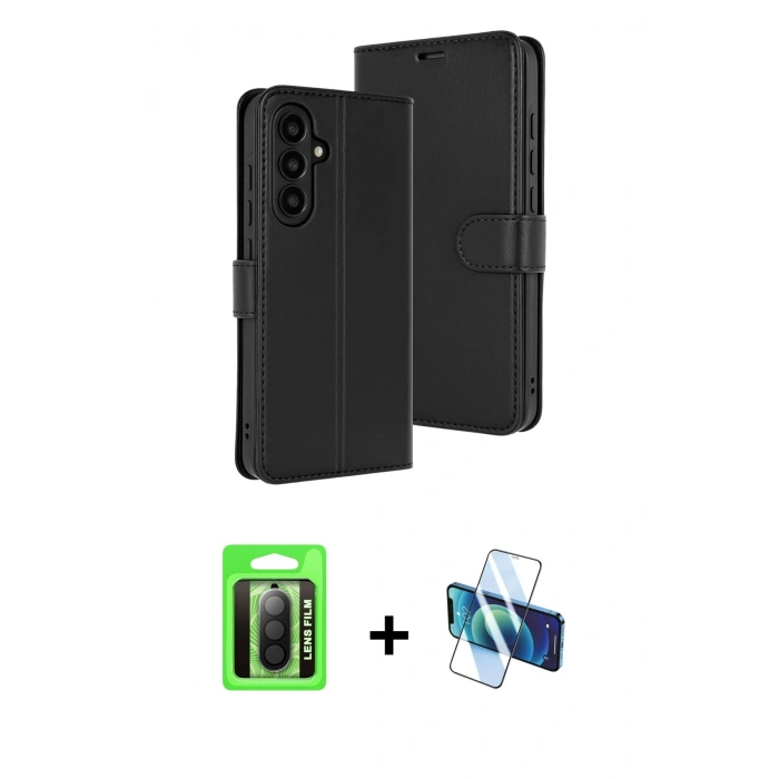 MARSİLYAN™- Galaxy A17 5G Kılıf Siluet Işık Serisi - Siyah 3D Antistatik Seramik Nano Ekran Koruyucu + Raze Metal Kamera Lens - SH