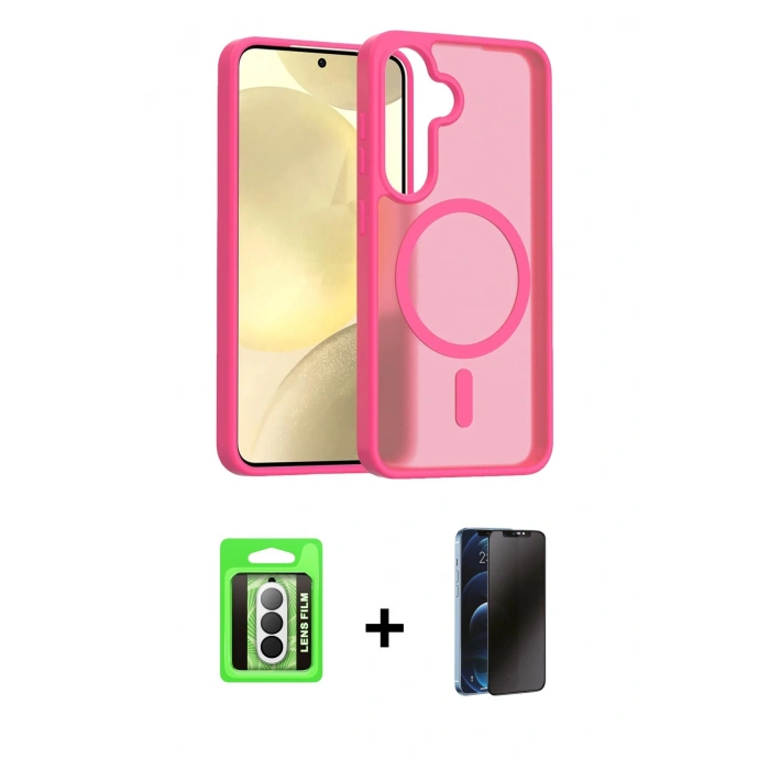 MARSİLYAN™- Galaxy A17 5G Kılıf Siluet Minimal Prime - Siyah 3D Antistatik Hayalet Cam Ekran Koruyucu + Raze Metal Kamera Lens - GS
