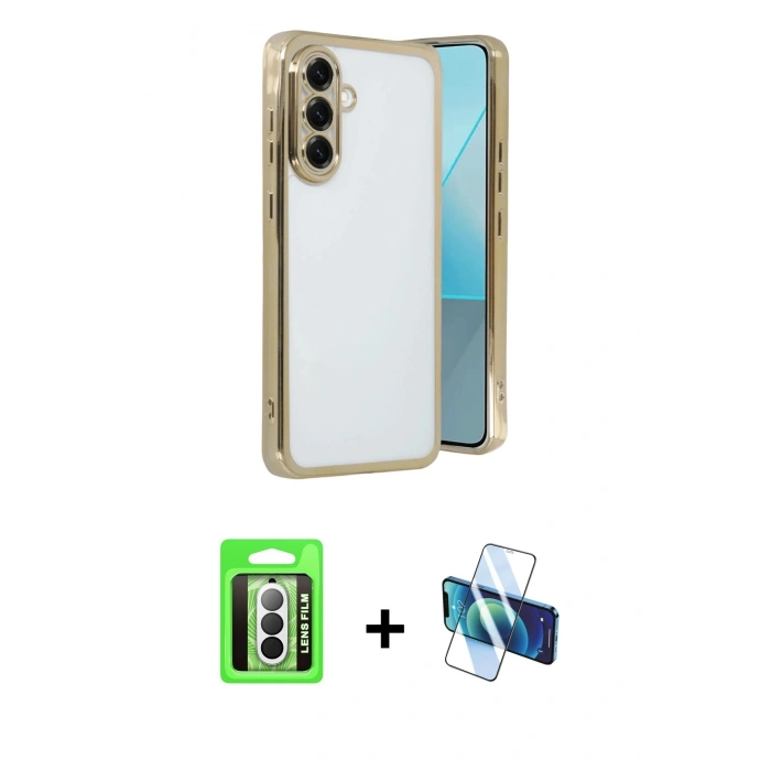 MARSİLYAN™- Galaxy A17 5G Kılıf Vadi Minimal - Siyah 3D Antistatik Seramik Nano Ekran Koruyucu + Raze Metal Kamera Lens - GS