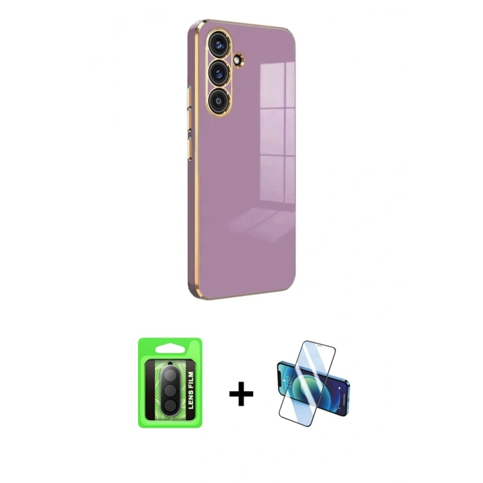 MARSİLYAN™- Galaxy A17 5G Kılıf Yankı Serisi - Siyah 3D Antistatik Seramik Nano Ekran Koruyucu + Raze Metal Kamera Lens - SH