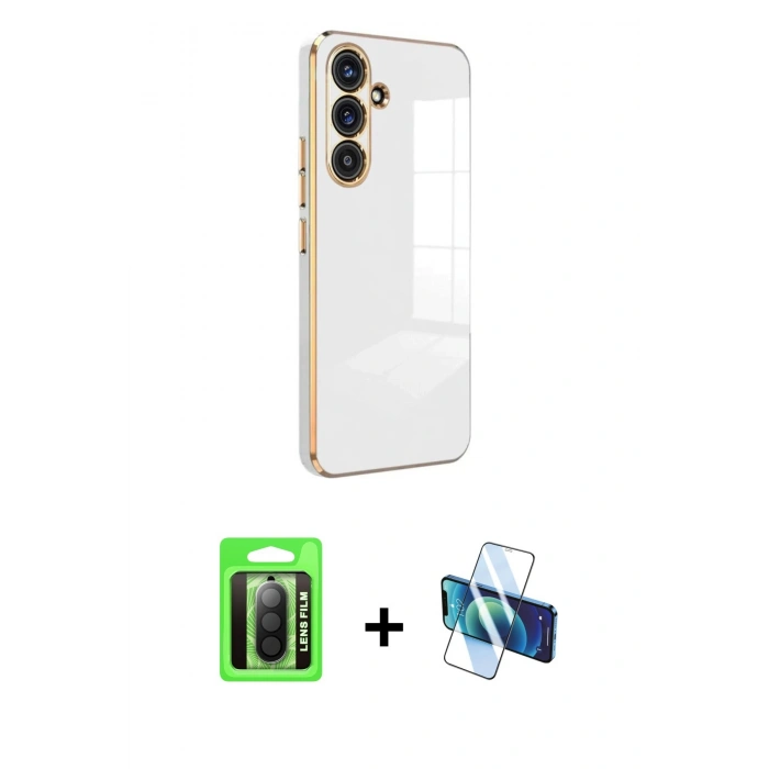 MARSİLYAN™- Galaxy A17 5G Kılıf Yankı Serisi - Siyah 3D Antistatik Seramik Nano Ekran Koruyucu + Raze Metal Kamera Lens - SH