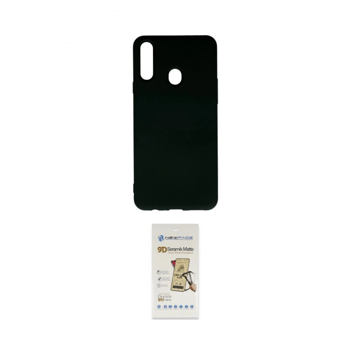 MARSİLYAN™- Galaxy A20S Kılıf Ahenk Serisi - Siyah Mat Seramik Nano Ekran Koruyucu