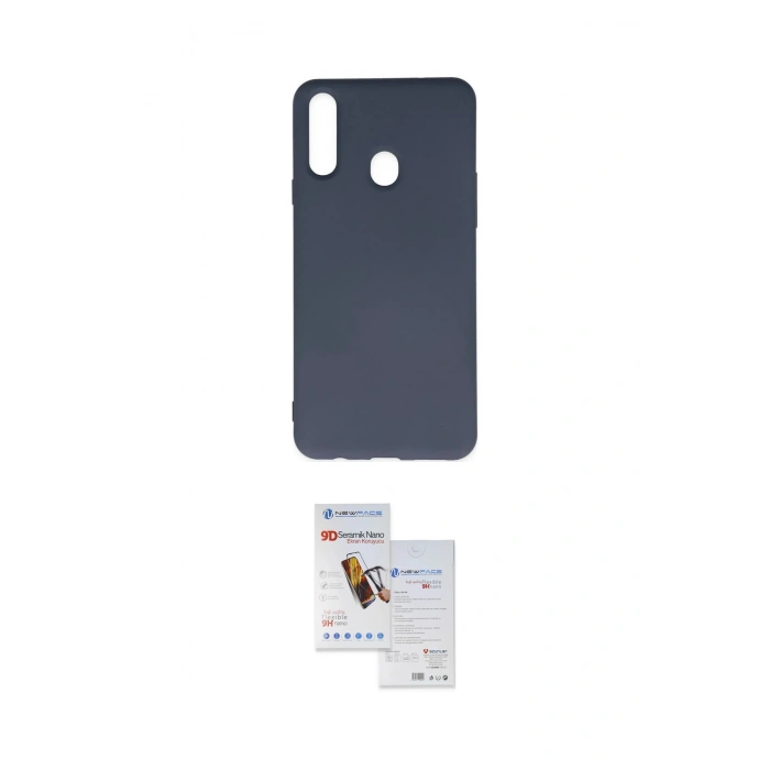 MARSİLYAN™- Galaxy A20S Kılıf Ahenk Serisi - Siyah Seramik Nano Ekran Koruyucu