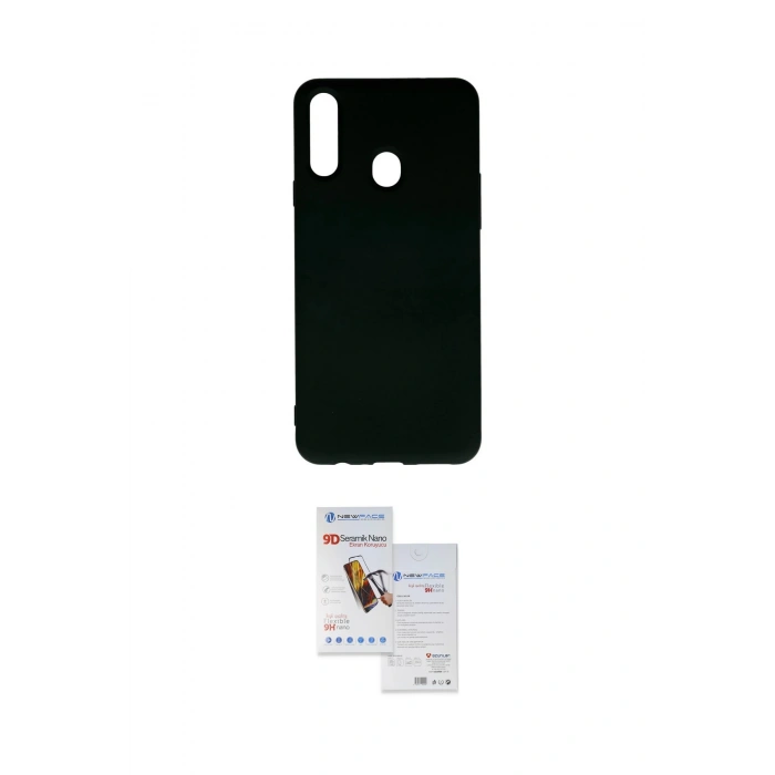 MARSİLYAN™- Galaxy A20S Kılıf Ahenk Serisi - Siyah Seramik Nano Ekran Koruyucu