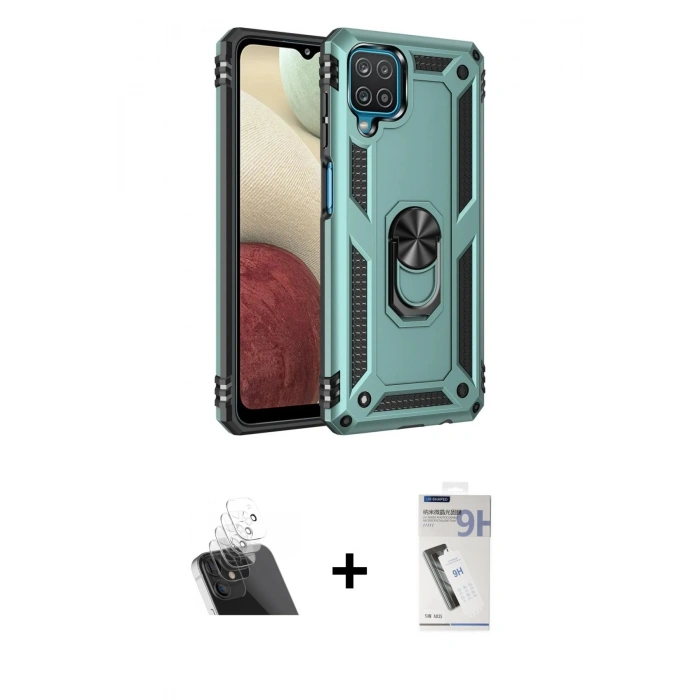 MARSİLYAN™- Galaxy A22 Kılıf Ahenk Klasik Koleksiyonu - Şeffaf Uv Polymer Nano Ekran Koruyucu + Kamera Lens Koruma Cam - SF