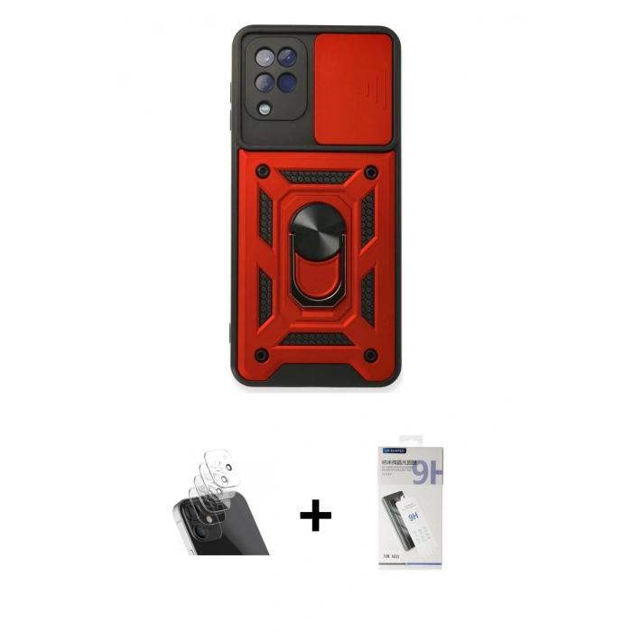 MARSİLYAN™- Galaxy A22 Kılıf Ahenk Klasik - Şeffaf Uv Polymer Nano Ekran Koruyucu + Kamera Lens Koruma Cam - SF