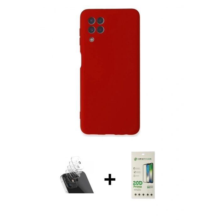 MARSİLYAN™- Galaxy A22 Kılıf Ahenk Serisi - Siyah 20D Premium Cam Ekran Koruyucu + Kamera Lens Koruma Cam - SF