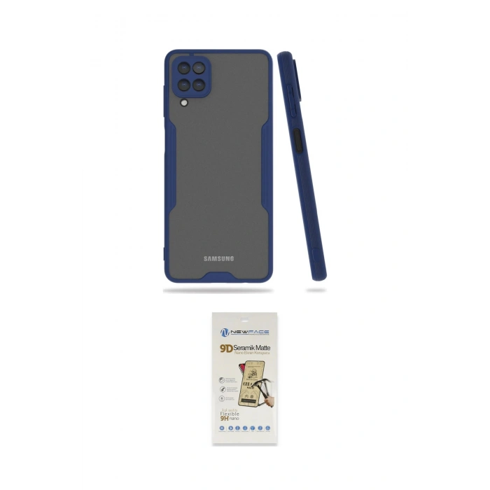 MARSİLYAN™- Galaxy A22 Kılıf Atlas Asil Serisi - Siyah Mat Seramik Nano Ekran Koruyucu