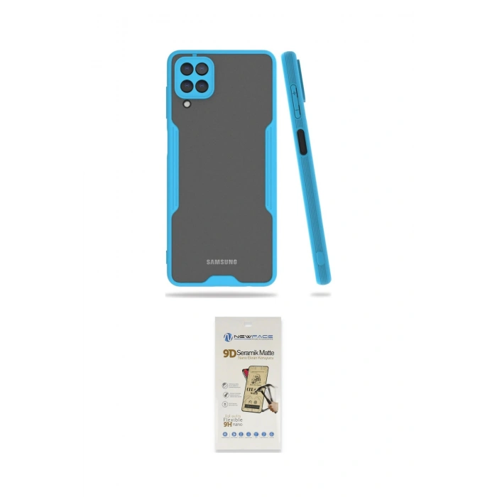 MARSİLYAN™- Galaxy A22 Kılıf Atlas Asil Serisi - Siyah Mat Seramik Nano Ekran Koruyucu