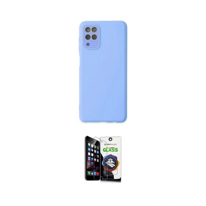 MARSİLYAN™- Galaxy A22 Kılıf Çekirdek Modern Serisi - Şeffaf Temperli Cam Ekran Koruyucu