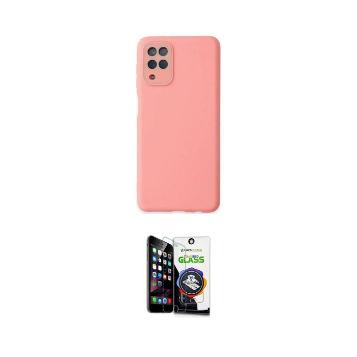 MARSİLYAN™- Galaxy A22 Kılıf Çekirdek Modern Serisi - Şeffaf Temperli Cam Ekran Koruyucu