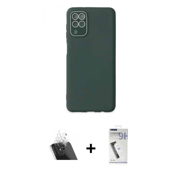 MARSİLYAN™- Galaxy A22 Kılıf Çekirdek Modern Serisi - Şeffaf Uv Polymer Nano Ekran Koruyucu + Kamera Lens Koruma Cam - SF
