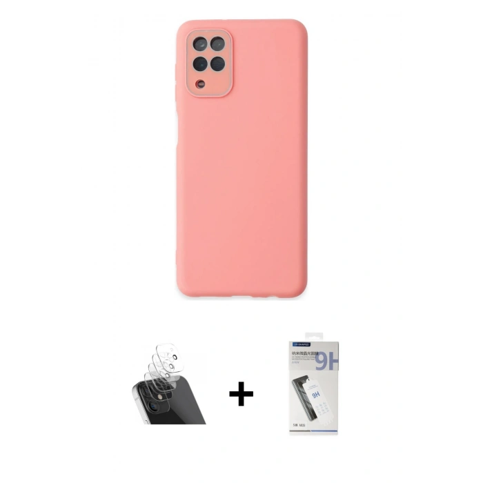 MARSİLYAN™- Galaxy A22 Kılıf Çekirdek Modern Serisi - Şeffaf Uv Polymer Nano Ekran Koruyucu + Kamera Lens Koruma Cam - SF