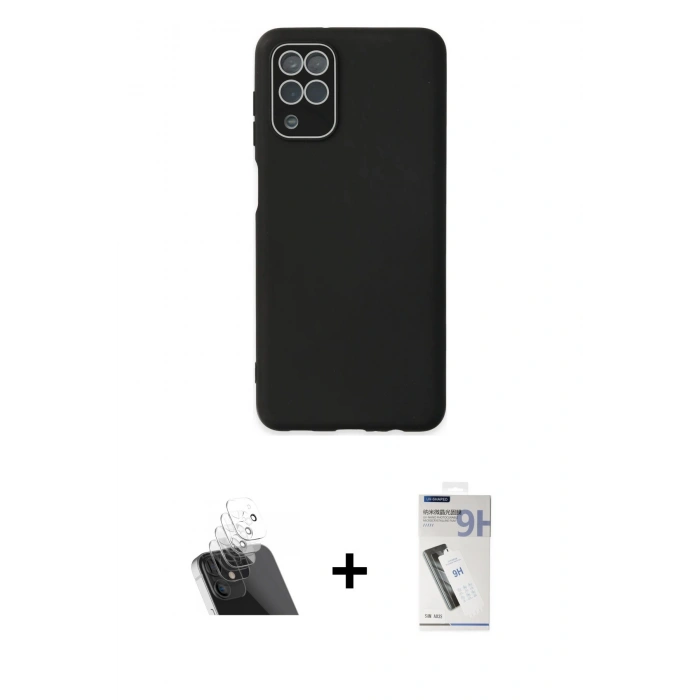 MARSİLYAN™- Galaxy A22 Kılıf Çekirdek Modern Serisi - Şeffaf Uv Polymer Nano Ekran Koruyucu + Kamera Lens Koruma Cam - SF