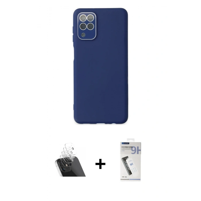 MARSİLYAN™- Galaxy A22 Kılıf Çekirdek Modern Serisi - Şeffaf Uv Polymer Nano Ekran Koruyucu + Kamera Lens Koruma Cam - SF