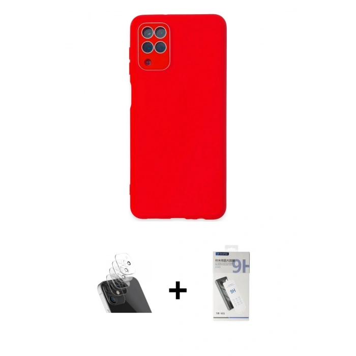 MARSİLYAN™- Galaxy A22 Kılıf Çekirdek Modern Serisi - Şeffaf Uv Polymer Nano Ekran Koruyucu + Kamera Lens Koruma Cam - SF