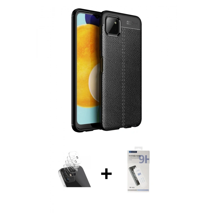 MARSİLYAN™- Galaxy A22 Kılıf Doruk Klasik Özel Seri - Şeffaf Uv Polymer Nano Ekran Koruyucu + Kamera Lens Koruma Cam - SF