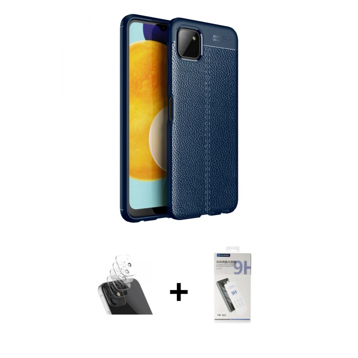 MARSİLYAN™- Galaxy A22 Kılıf Doruk Klasik Özel Seri - Şeffaf Uv Polymer Nano Ekran Koruyucu + Kamera Lens Koruma Cam - SF