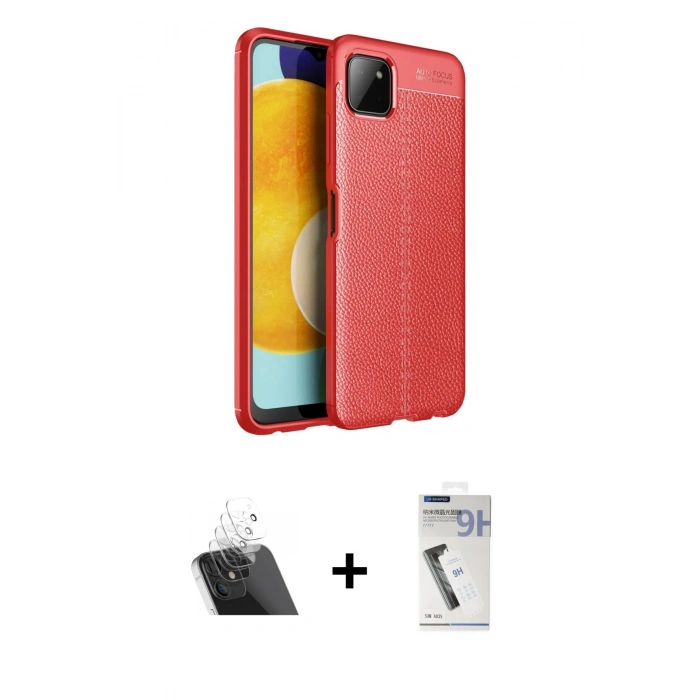 MARSİLYAN™- Galaxy A22 Kılıf Doruk Klasik Özel Seri - Şeffaf Uv Polymer Nano Ekran Koruyucu + Kamera Lens Koruma Cam - SF