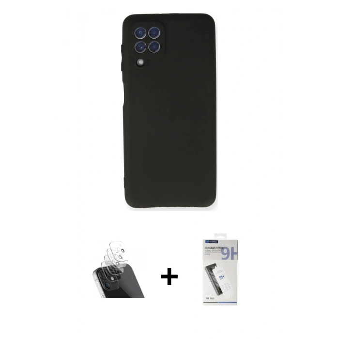 MARSİLYAN™- Galaxy A22 Kılıf Kozmos Yansıma Özel Seri - Şeffaf Uv Polymer Nano Ekran Koruyucu + Kamera Lens Koruma Cam - SF