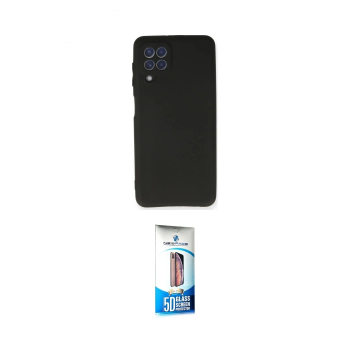 MARSİLYAN™- Galaxy A22 Kılıf Kozmos Yansıma Özel Seri - Siyah 5D Eko Cam Ekran Koruyucu