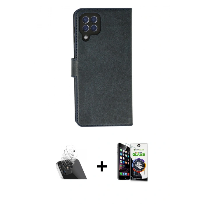 MARSİLYAN™- Galaxy A22 Kılıf Siluet Işık Serisi - Şeffaf Temperli Cam Ekran Koruyucu + Kamera Lens Koruma Cam - SF