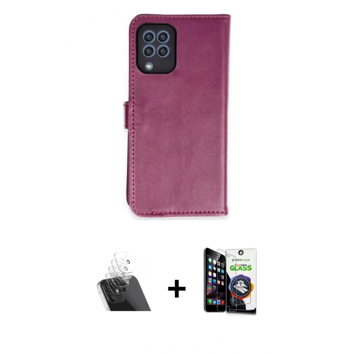 MARSİLYAN™- Galaxy A22 Kılıf Siluet Işık Serisi - Şeffaf Temperli Cam Ekran Koruyucu + Kamera Lens Koruma Cam - SF