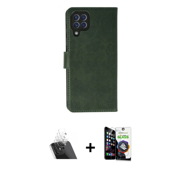 MARSİLYAN™- Galaxy A22 Kılıf Siluet Işık Serisi - Şeffaf Temperli Cam Ekran Koruyucu + Kamera Lens Koruma Cam - SF