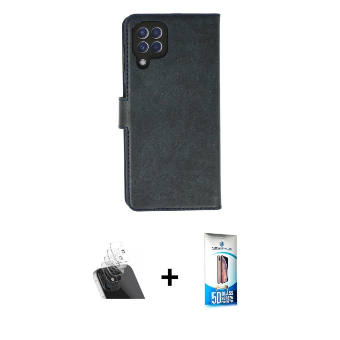 MARSİLYAN™- Galaxy A22 Kılıf Siluet Işık Serisi - Siyah 5D Eko Cam Ekran Koruyucu + Kamera Lens Koruma Cam - SF