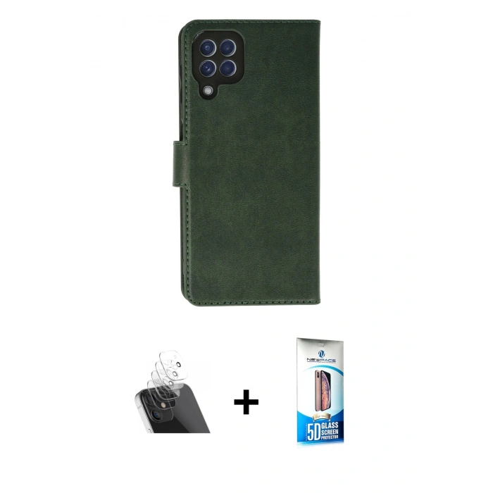 MARSİLYAN™- Galaxy A22 Kılıf Siluet Işık Serisi - Siyah 5D Eko Cam Ekran Koruyucu + Kamera Lens Koruma Cam - SF
