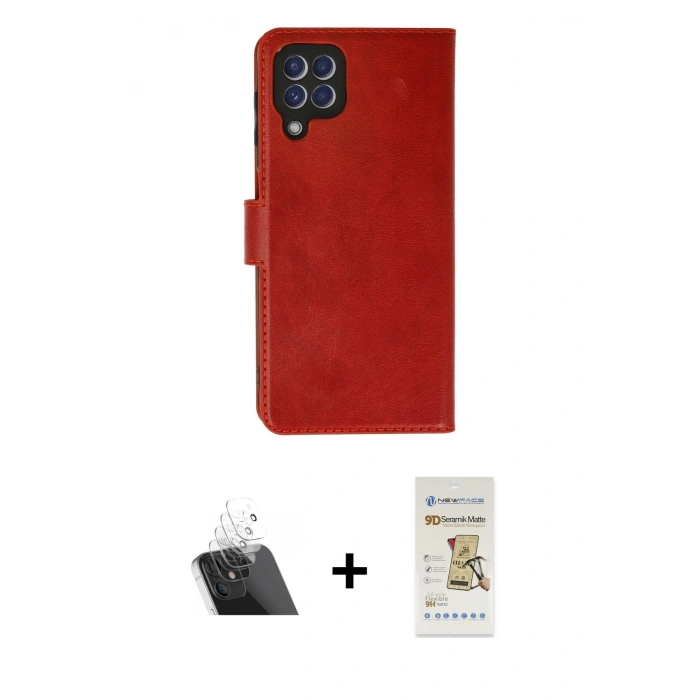 MARSİLYAN™- Galaxy A22 Kılıf Siluet Işık Serisi - Siyah Mat Seramik Nano Ekran Koruyucu + Kamera Lens Koruma Cam - SF