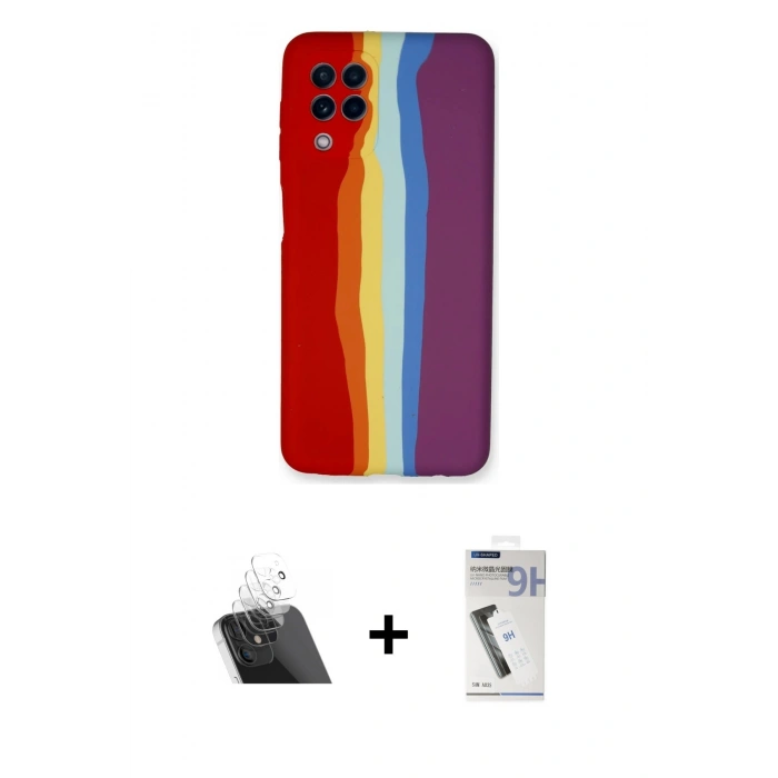 MARSİLYAN™- Galaxy A22 Kılıf Yadigar Çizgi - Şeffaf Uv Polymer Nano Ekran Koruyucu + Kamera Lens Koruma Cam - SF