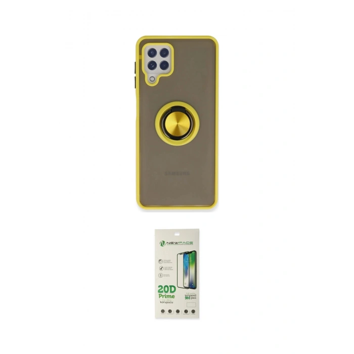 MARSİLYAN™- Galaxy A22 Kılıf Yörünge Çizgi - Siyah 20D Premium Cam Ekran Koruyucu