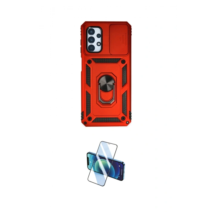 MARSİLYAN™- Galaxy A23 4G Kılıf Ahenk Klasik - Siyah 3D Antistatik Cam Ekran Koruyucu