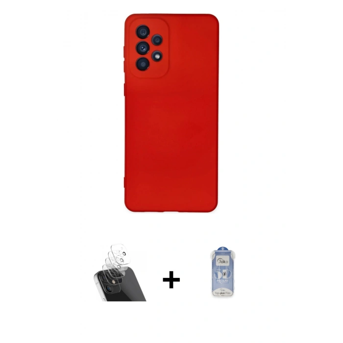 MARSİLYAN™- Galaxy A23 4G Kılıf Ahenk Serisi - Siyah Joko Magic 5D Cam + Kamera Lens Koruma Cam - SF