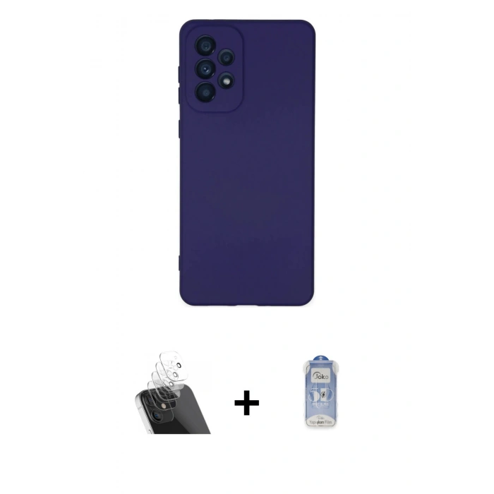 MARSİLYAN™- Galaxy A23 4G Kılıf Ahenk Serisi - Siyah Joko Magic 5D Cam + Kamera Lens Koruma Cam - SF