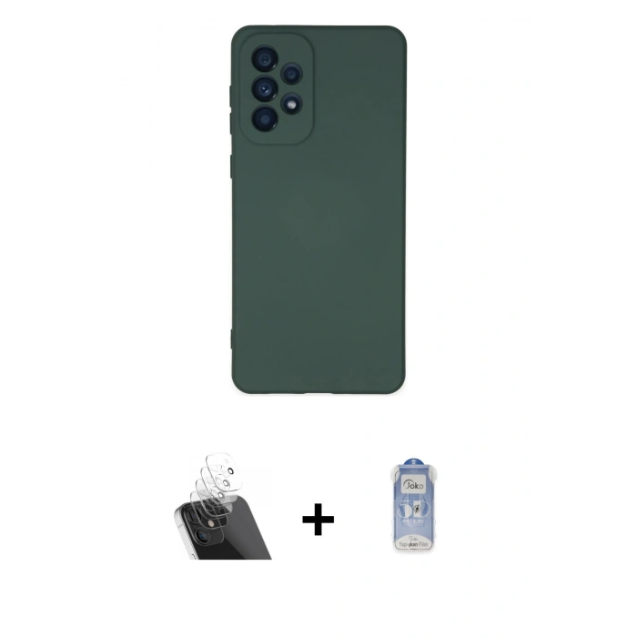 MARSİLYAN™- Galaxy A23 4G Kılıf Ahenk Serisi - Siyah Joko Magic 5D Cam + Kamera Lens Koruma Cam - SF