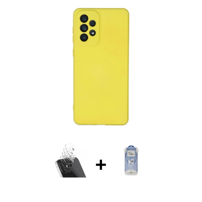 MARSİLYAN™- Galaxy A23 4G Kılıf Ahenk Serisi - Siyah Joko Magic 5D Cam + Kamera Lens Koruma Cam - SF