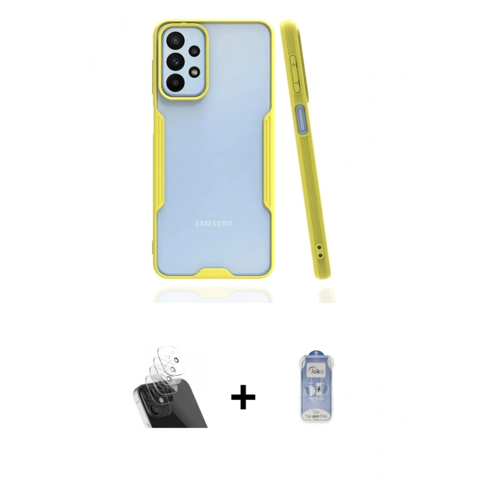 MARSİLYAN™- Galaxy A23 4G Kılıf Atlas Asil Serisi - Siyah Joko Magic 5D Cam + Kamera Lens Koruma Cam - SF