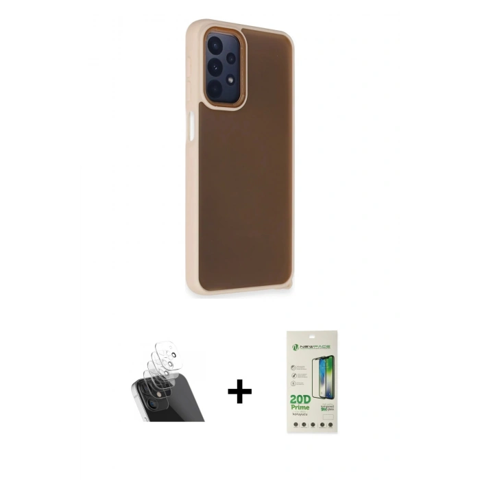 MARSİLYAN™- Galaxy A23 4G Kılıf Atlas Form - Siyah 20D Premium Cam Ekran Koruyucu + Kamera Lens Koruma Cam - SF