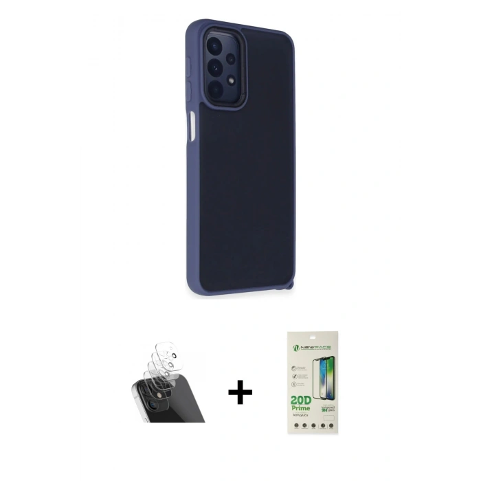 MARSİLYAN™- Galaxy A23 4G Kılıf Atlas Form - Siyah 20D Premium Cam Ekran Koruyucu + Kamera Lens Koruma Cam - SF