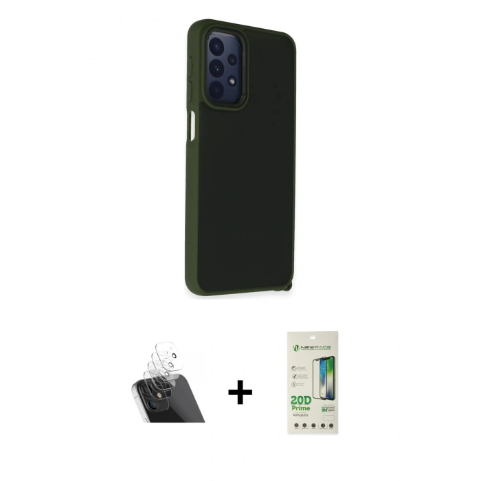 MARSİLYAN™- Galaxy A23 4G Kılıf Atlas Form - Siyah 20D Premium Cam Ekran Koruyucu + Kamera Lens Koruma Cam - SF
