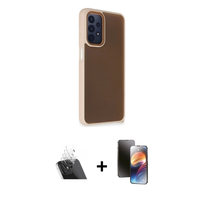 MARSİLYAN™- Galaxy A23 4G Kılıf Atlas Form - Siyah 3D Antistatik Mat Seramik Nano Ekran Koruyucu + Kamera Lens Koruma Cam - SF