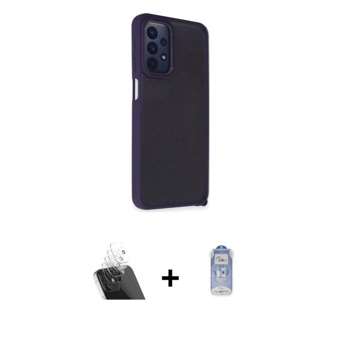 MARSİLYAN™- Galaxy A23 4G Kılıf Atlas Form - Siyah Joko Magic 5D Cam + Şeffaf Kamera Lens Koruma Cam
