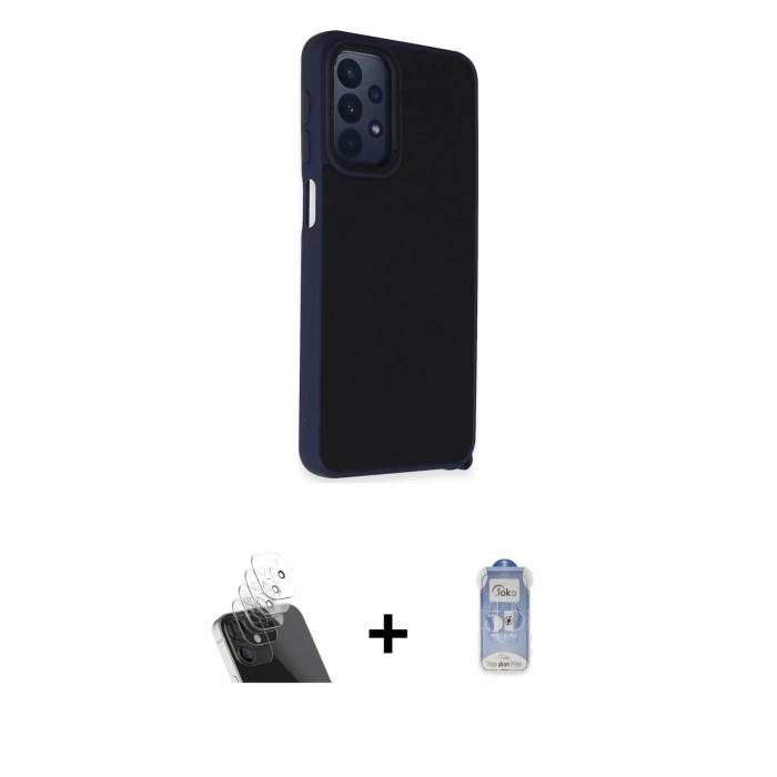 MARSİLYAN™- Galaxy A23 4G Kılıf Atlas Form - Siyah Joko Magic 5D Cam + Şeffaf Kamera Lens Koruma Cam