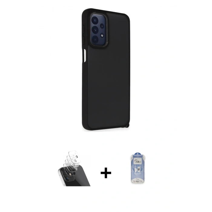 MARSİLYAN™- Galaxy A23 4G Kılıf Atlas Form - Siyah Joko Magic 5D Cam + Şeffaf Kamera Lens Koruma Cam