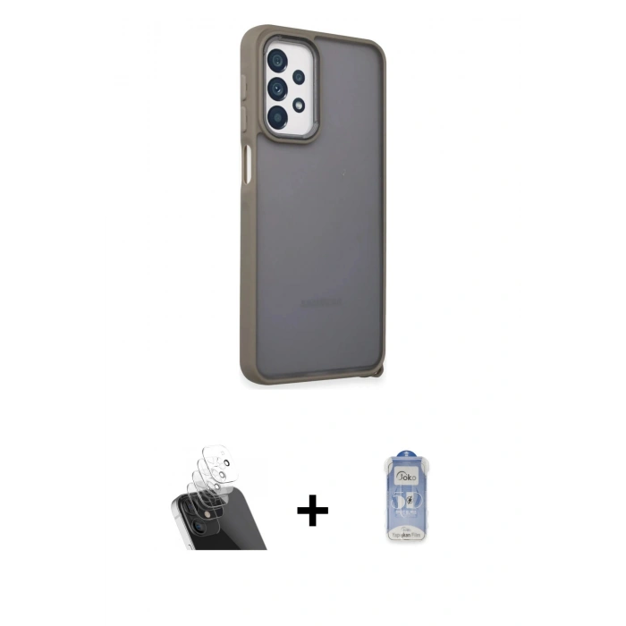 MARSİLYAN™- Galaxy A23 4G Kılıf Atlas Form - Siyah Joko Magic 5D Cam + Şeffaf Kamera Lens Koruma Cam