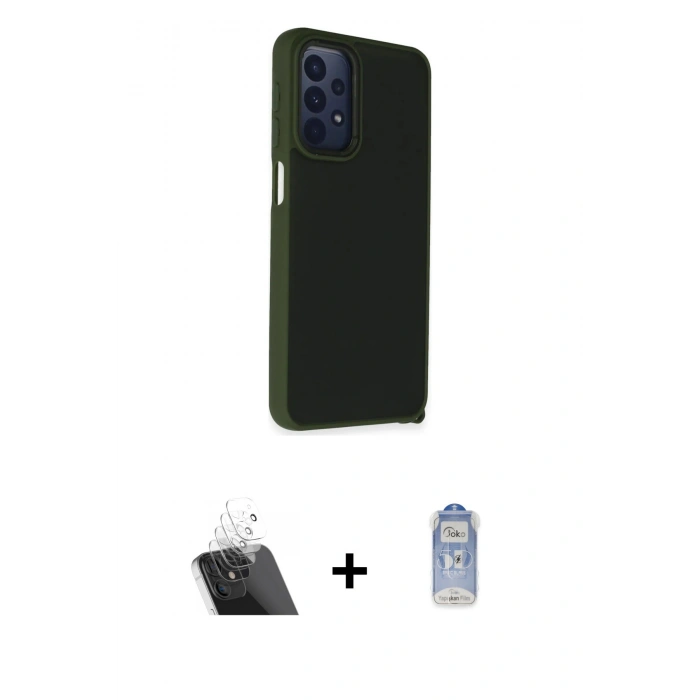 MARSİLYAN™- Galaxy A23 4G Kılıf Atlas Form - Siyah Joko Magic 5D Cam + Şeffaf Kamera Lens Koruma Cam