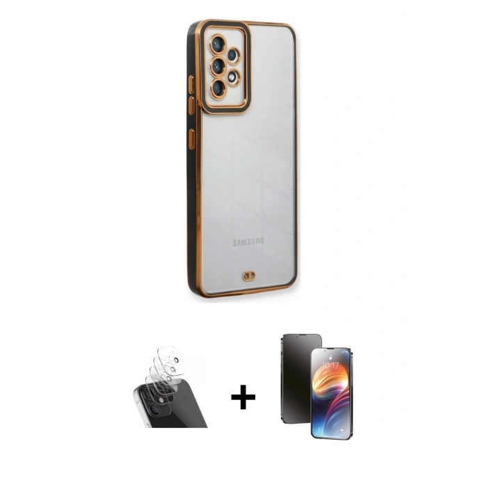 MARSİLYAN™- Galaxy A23 4G Kılıf Çekirdek Klasik Serisi - Siyah 3D Antistatik Mat Seramik Nano Ekran Koruyucu + Kamera Lens Koruma Cam - SF